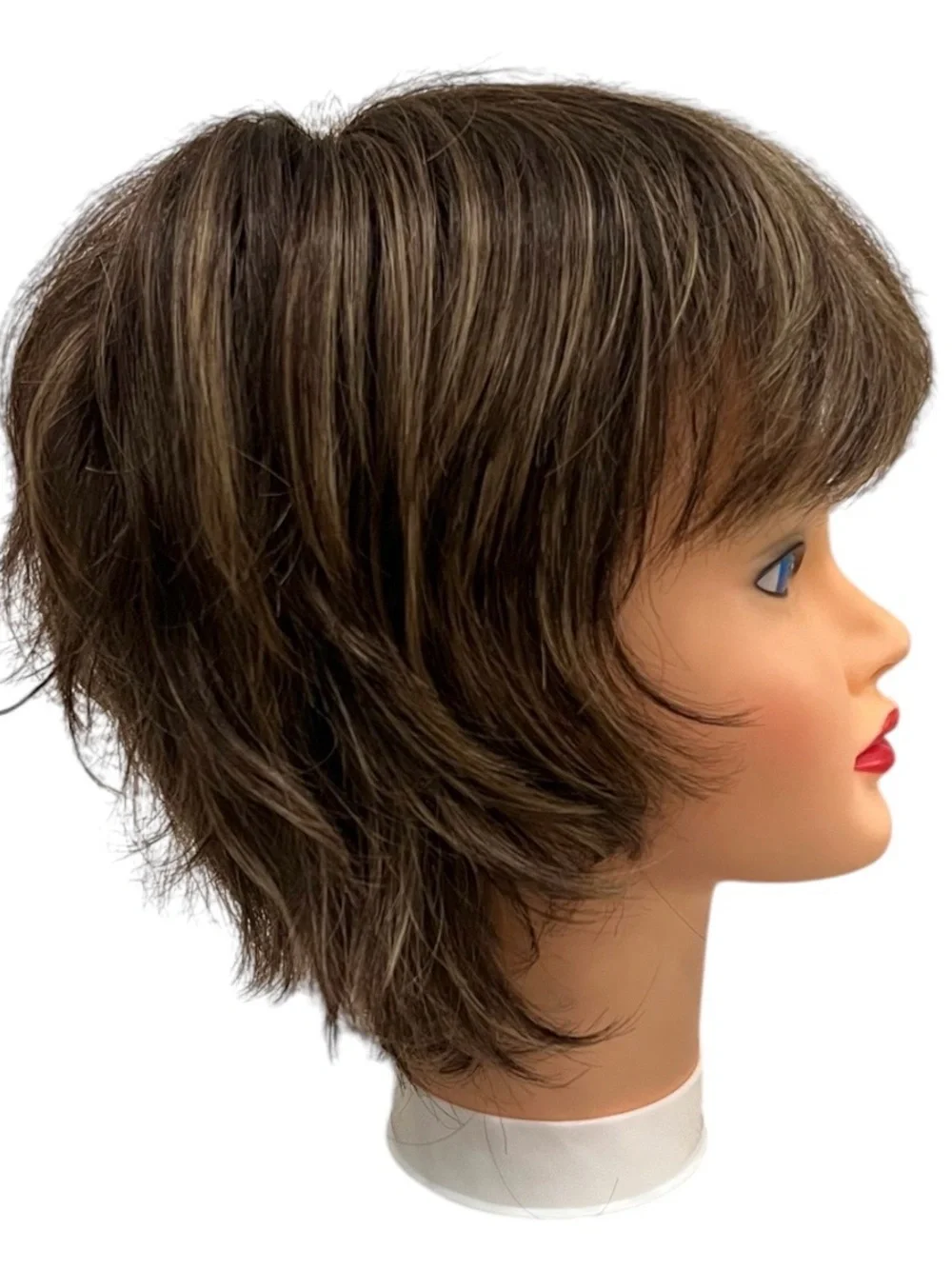 Dark Brown to Highlight Mix Short Layered Wig